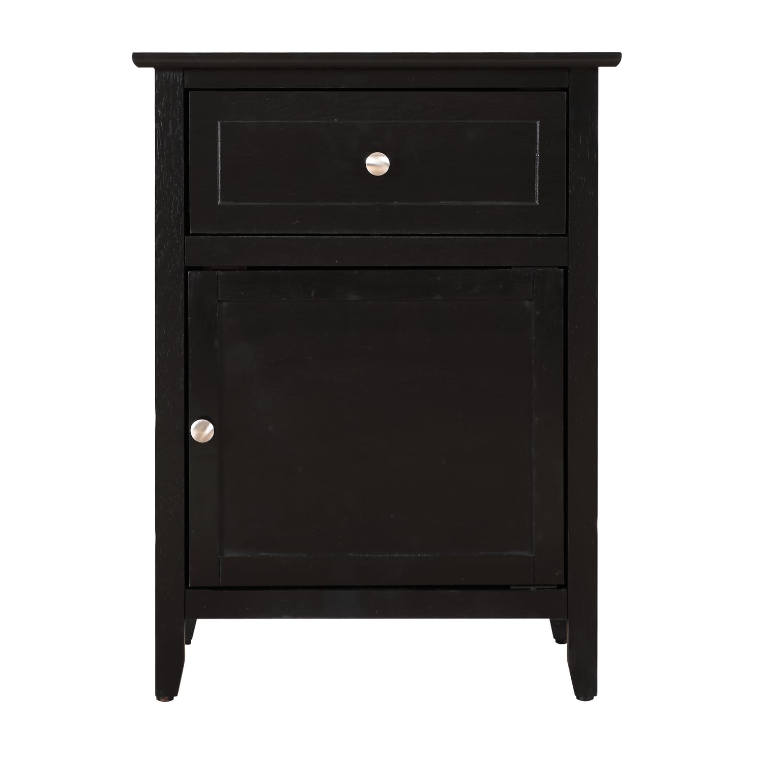 Lzzy 1-Drawer Black Nightstand (25 in. H x 15 in. W x 19 in. D)