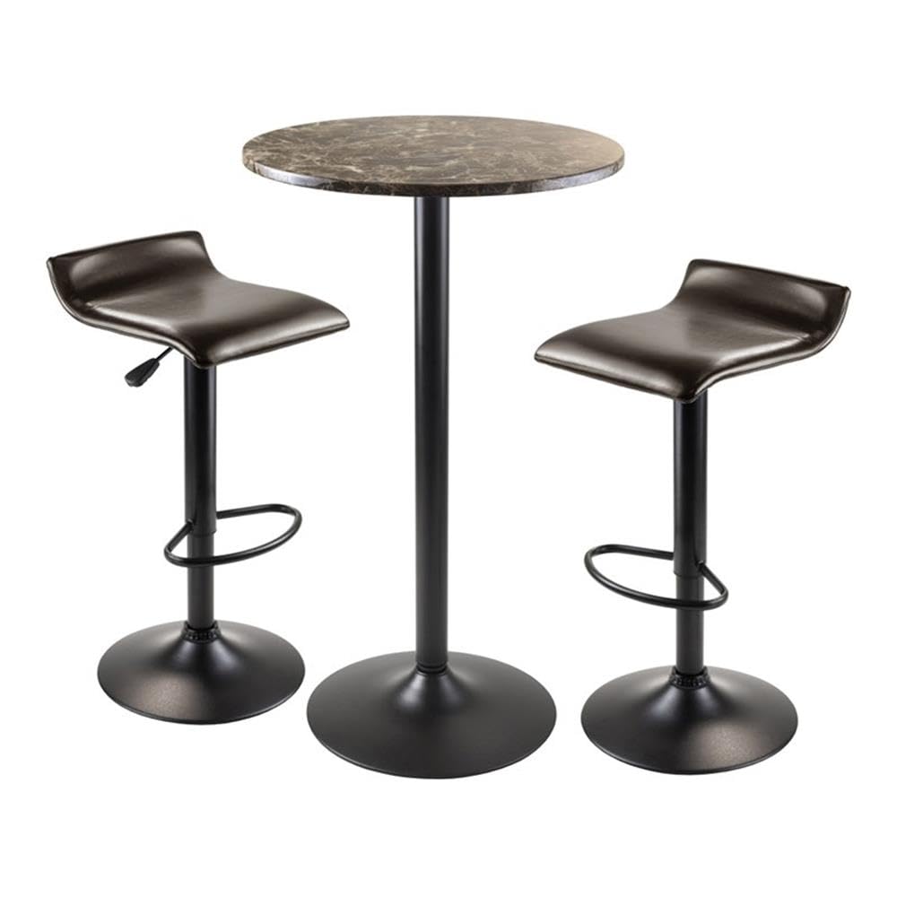 Casafoyer Wood Cora 3-Piece Round Pub Table with 2 Swivel Stool Set