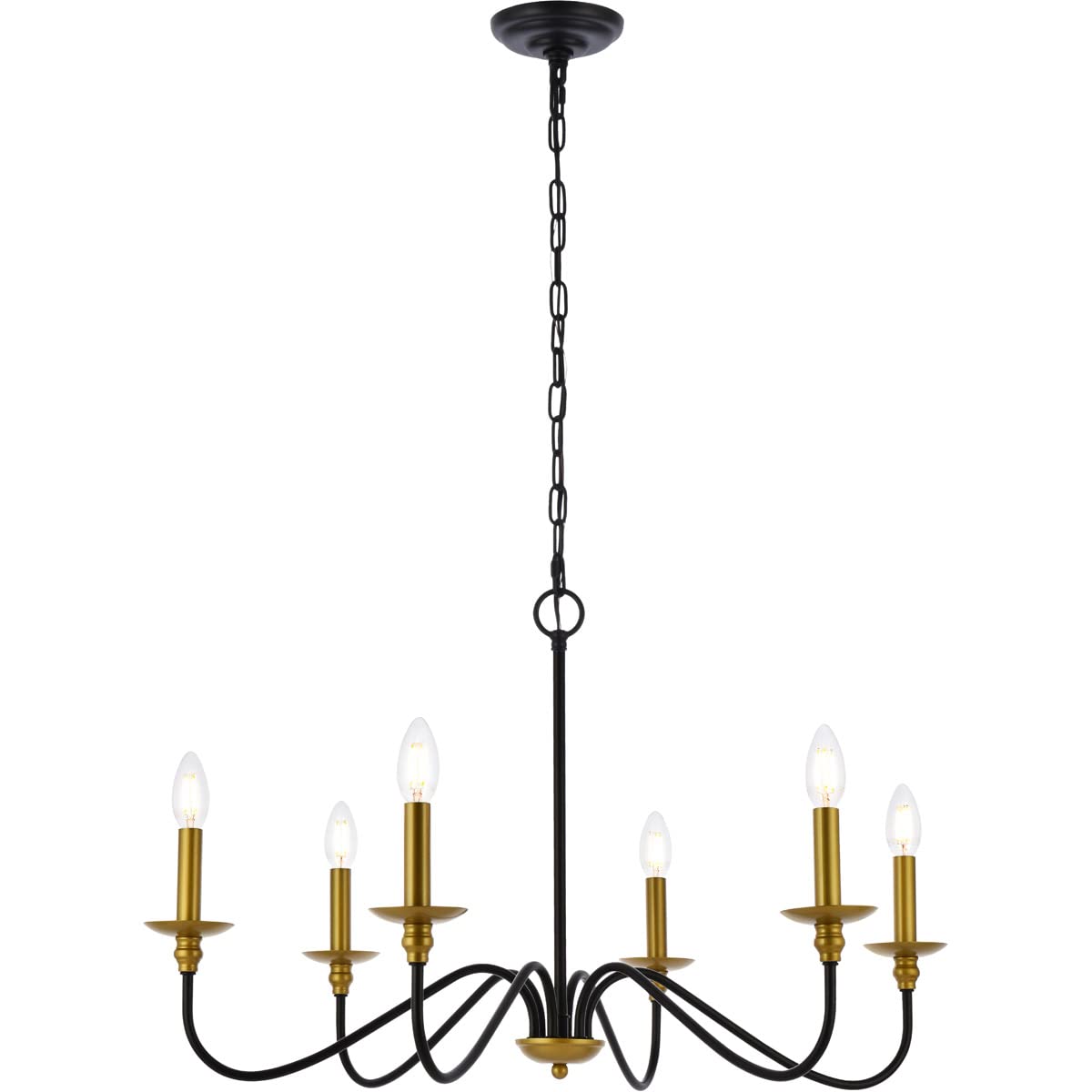 Rohan 30 inch chandelier in matte black and brass