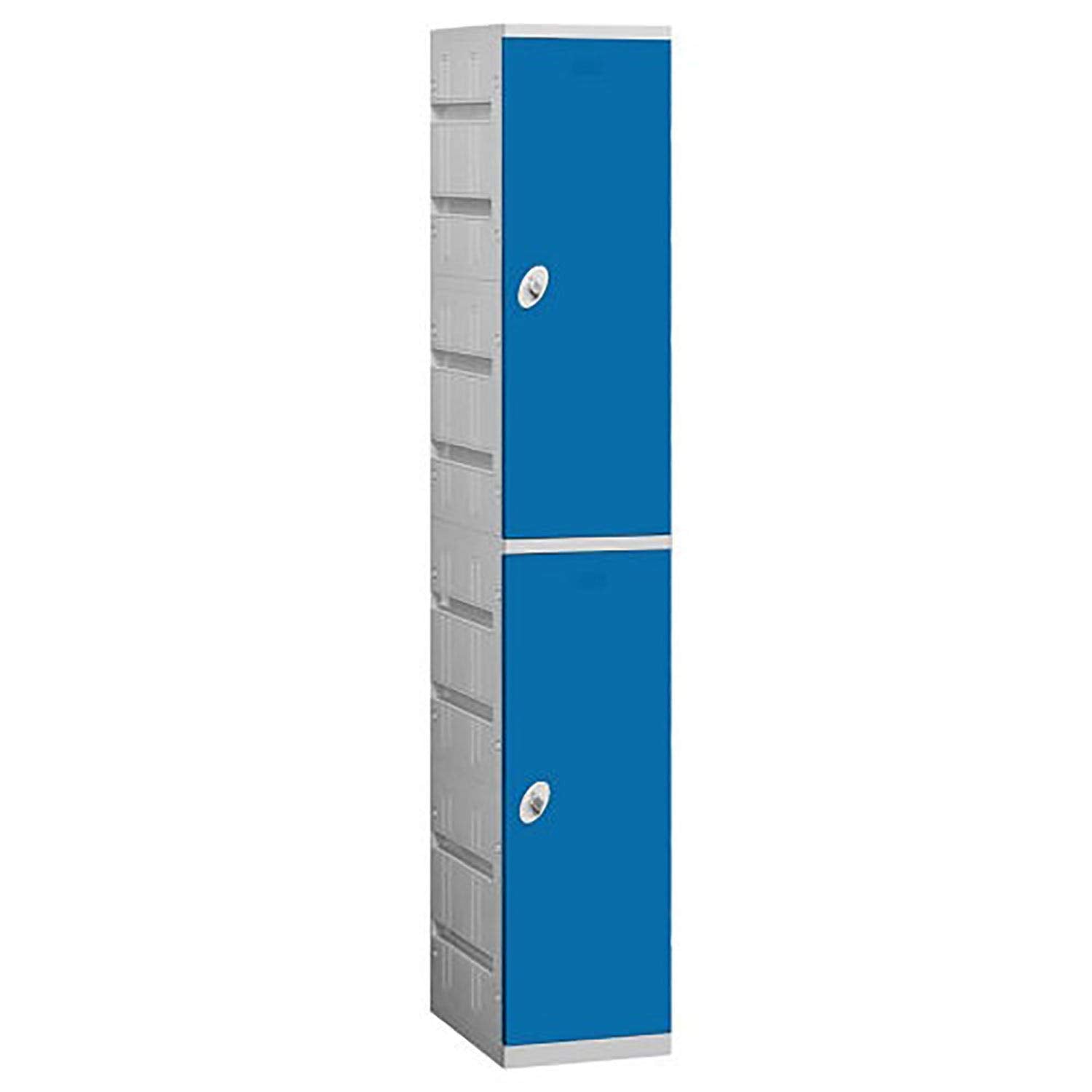 12 Wide Double Tier Plastic Locker - 1 Wide - 6 Feet High - 18 Inches Deep - Blue - Unassembled
