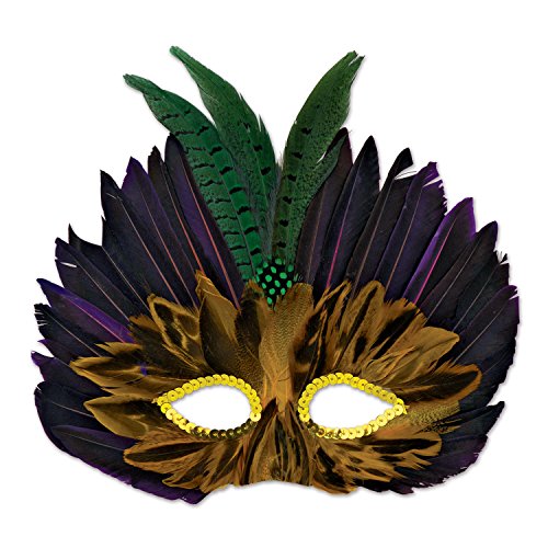 Mardi Gras Feathered Mask (Pack of 12)