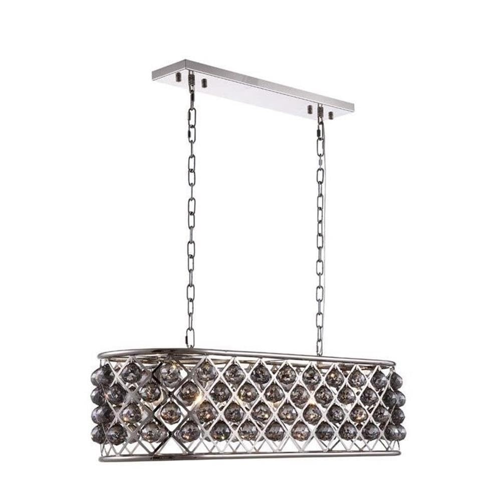 Madison 6 light polished Nickel Chandelier Silver Shade (Grey) Royal Cut Crystal