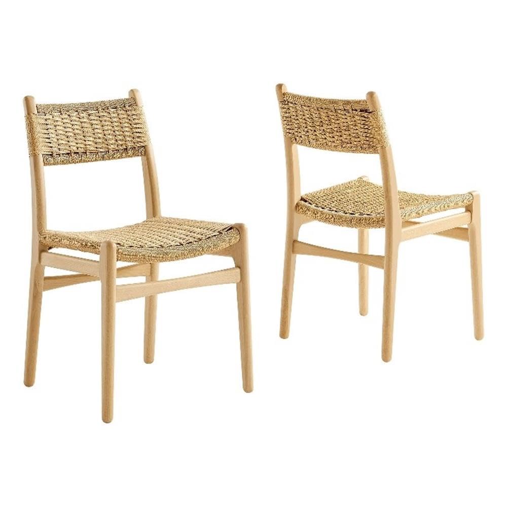 Wynn Rope and Wood Dining Side Chairs Set of 2 by Modway