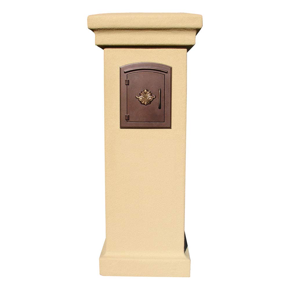 Manchester NON-LOCKING Stucco Column Mailbox in Tan Color