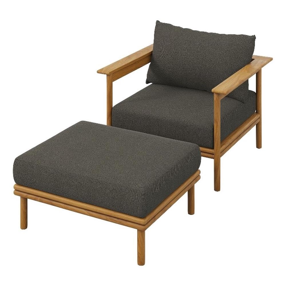 Wren Outdoor Patio Teak Wood Armchair and Ottoman Set by Modway