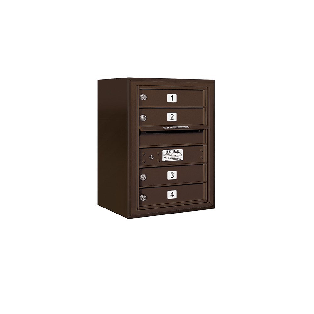 6 Door High Surface Mounted 4C Horizontal Mailbox with 4 Doors in Bronze with Private Access
