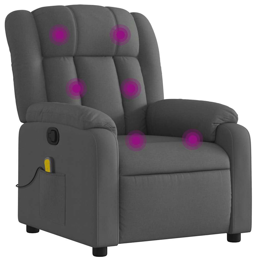vidaXL Massage Recliner Chair Dark Gray Fabric