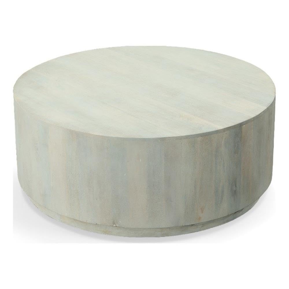Tamia 42 Round Wooden Coffee Table - Distressed White