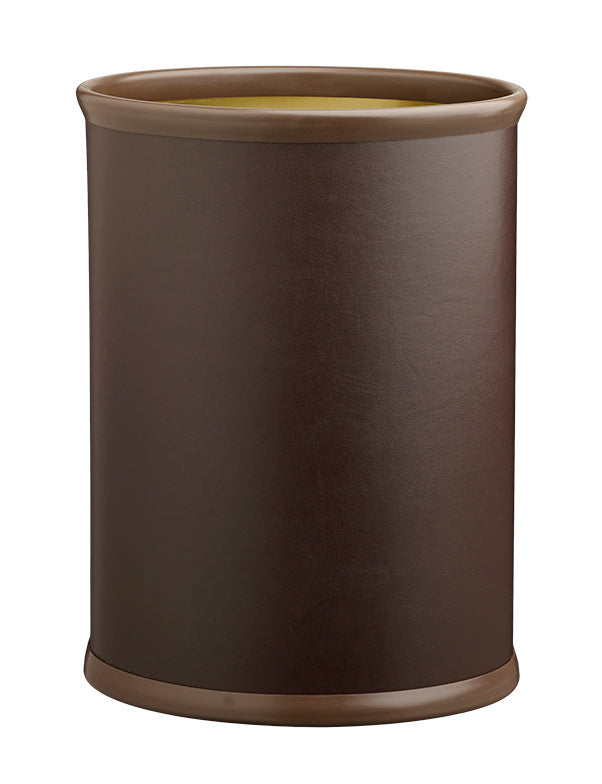 Contempo Brown 14 Inches Oval Waste Basket Dk. Brown Bumper