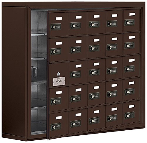 Surface Mounted Cell Phone Storage Locker with 25 A Doors (24 usable) in Bronze - Resettable Combination Locks