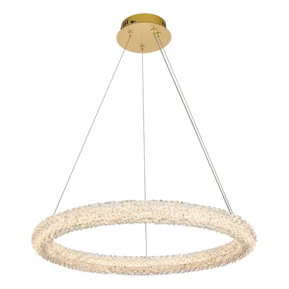 Elegant Lighting Bowen 26 Inch Adjustable Led Chandelier In Satin Gold