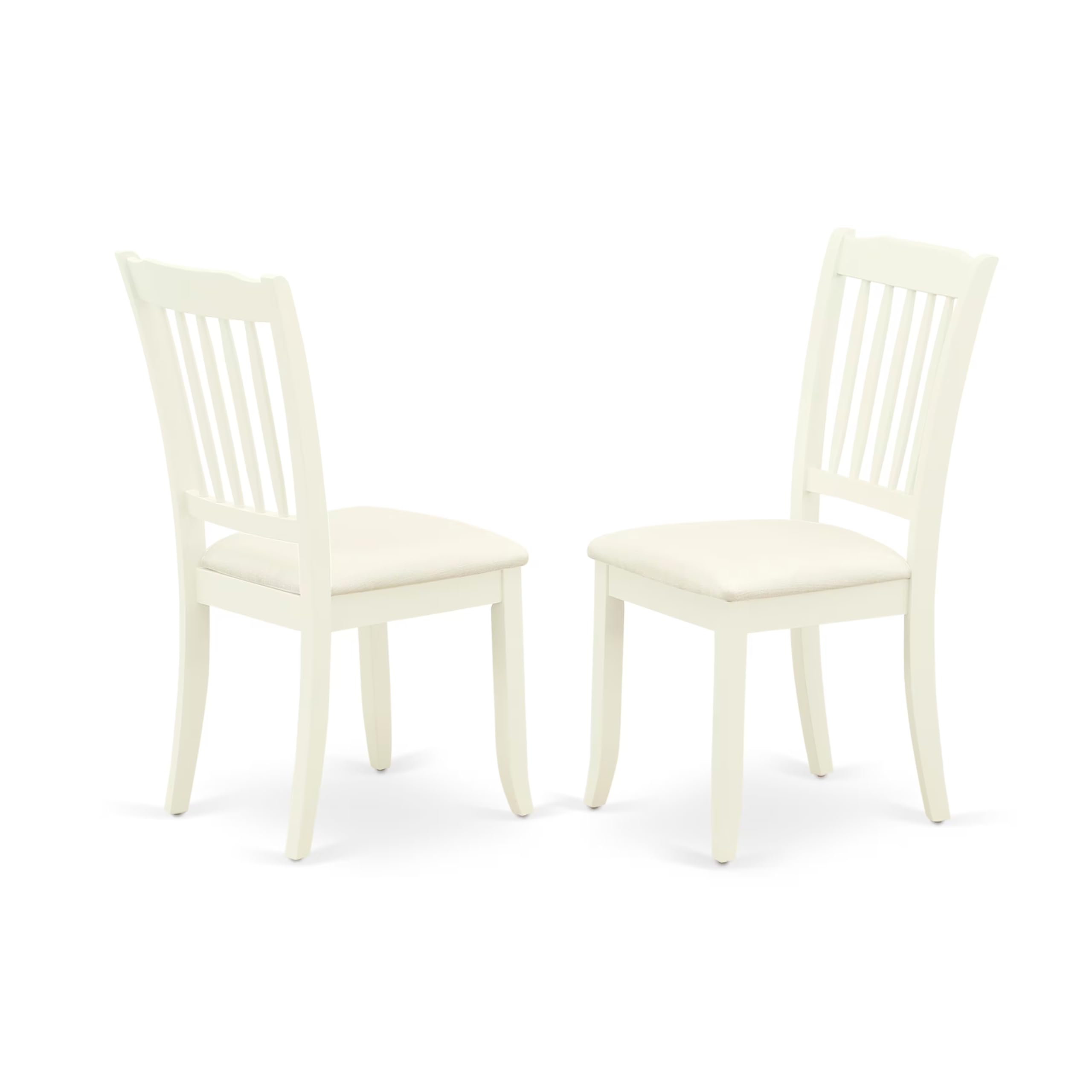 East West Furniture DAC-LWH-C Danbury Dining Room Chairs - Linen Fabric Upholstered Wooden Chairs, Set of 2, Linen White