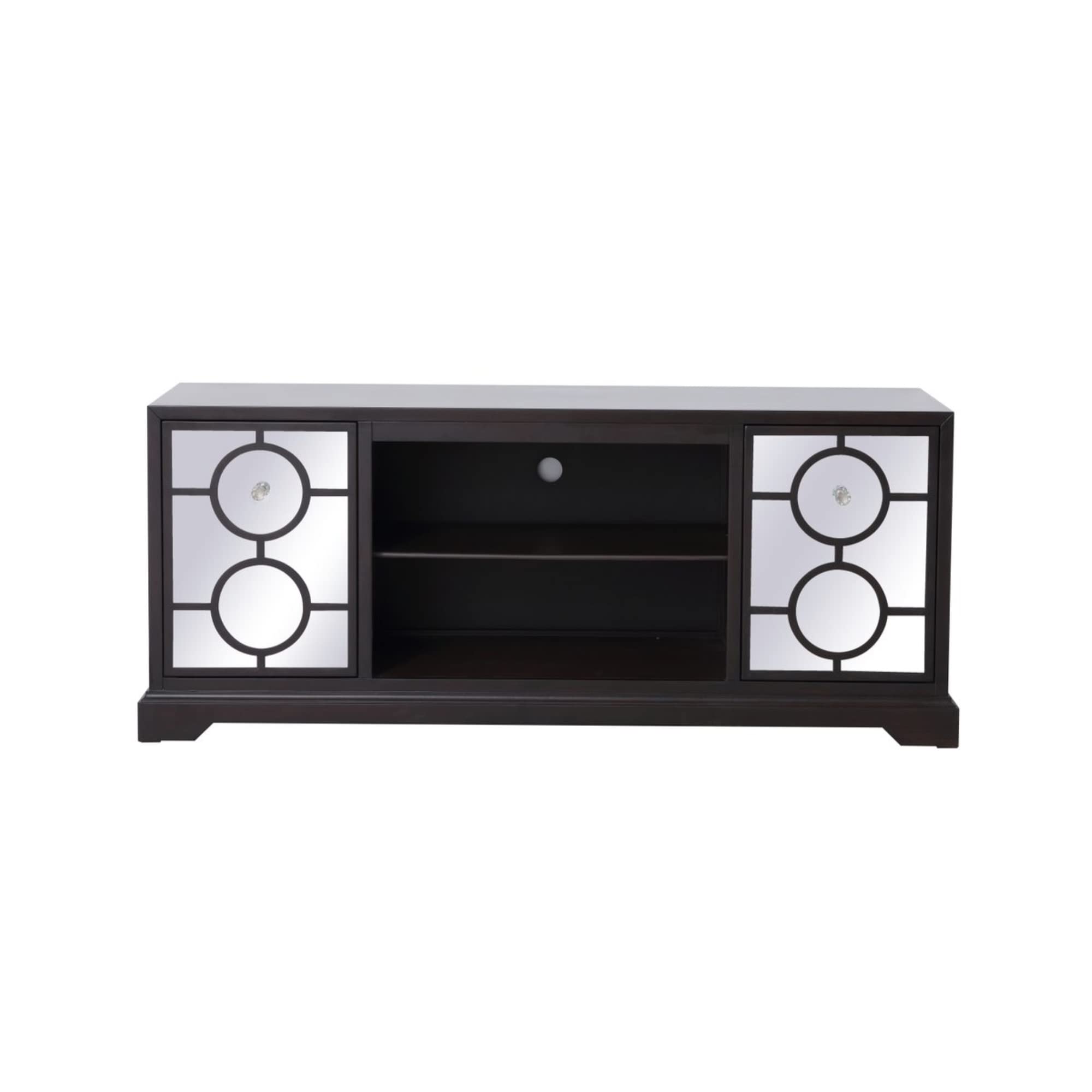 Elegant Decor 60 In Mirrored Tv Cabinet Stand In Dark Walnut
