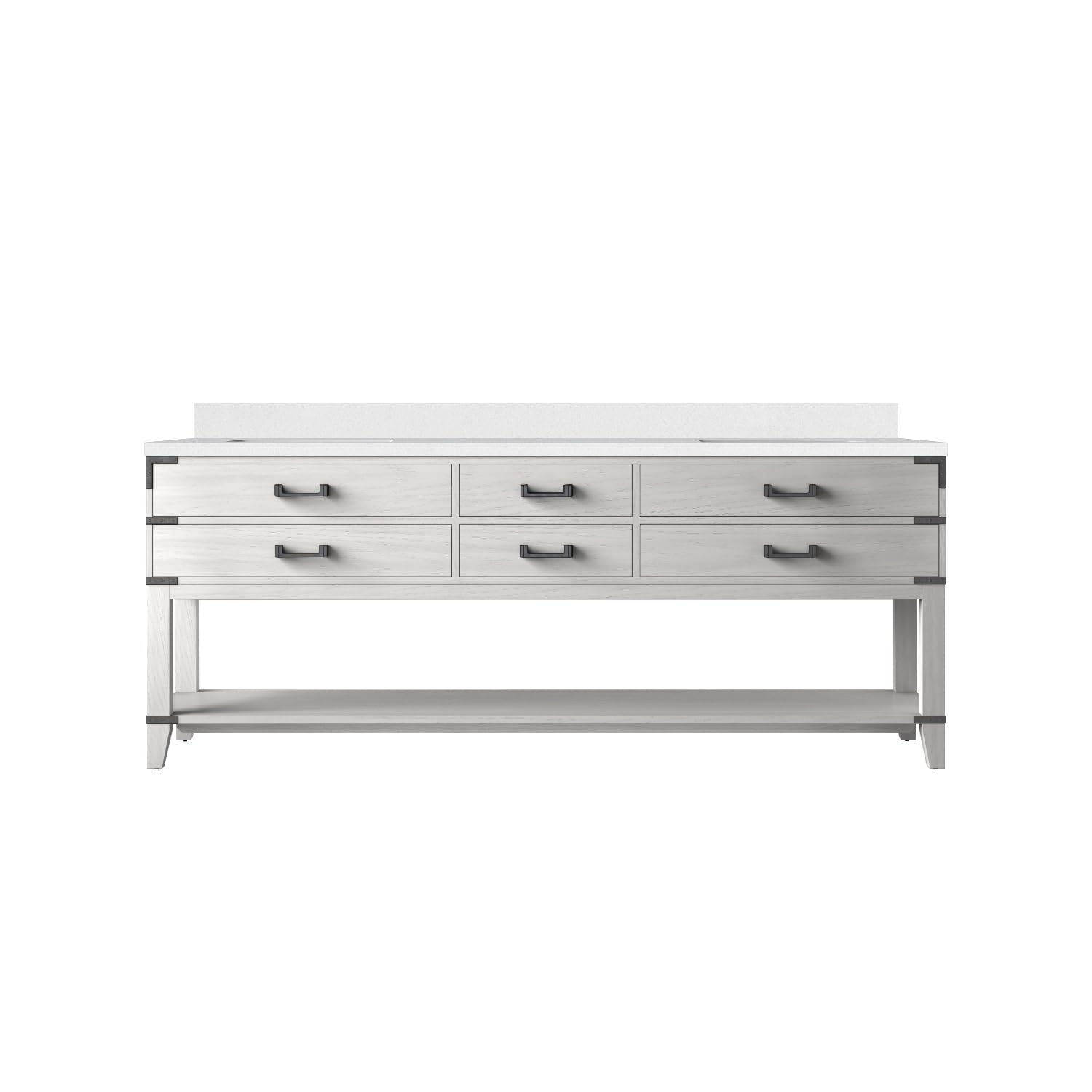 Norwalk 80 in W x 22 in D White Oak Double Bath Vanity and White Quartz Top