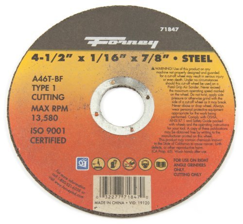 Forney Cut-Off Wheel 4-12 X116 X78  13300 Rpm