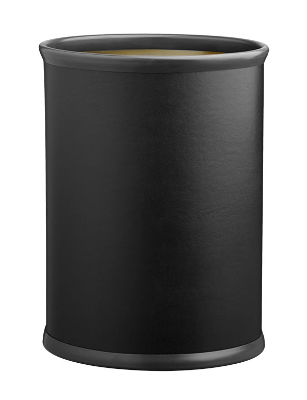 Contempo Black 14 Inches Oval Waste Basket Black Bumper