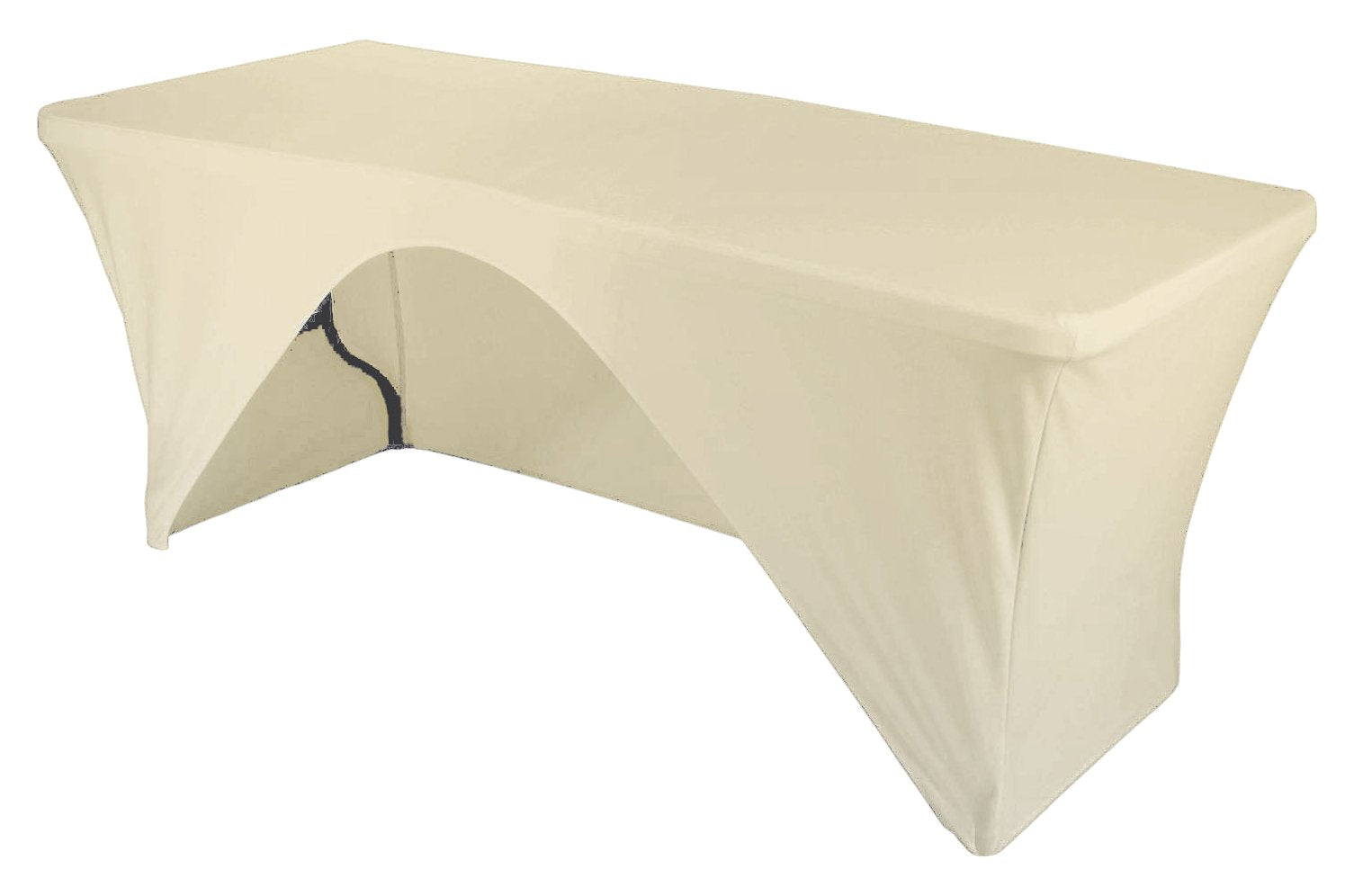 LA Linen Rectangular Open Back Spandex Tablecloth, 72 by 30 by 30-Inch, Ivory
