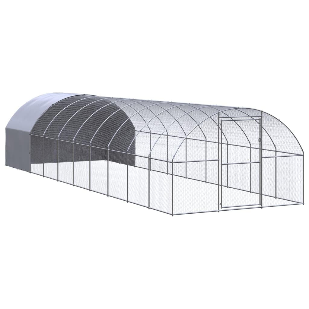 vidaXL Outdoor Chicken Coop 9.8x32.8x6.6 Galvanized Steel