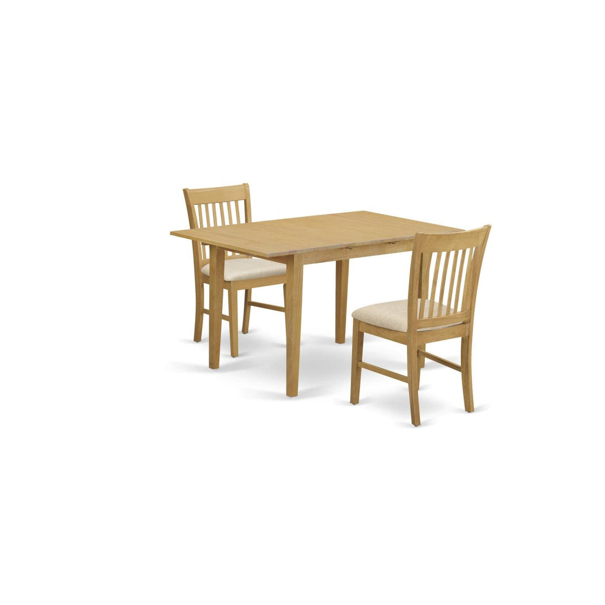 East West Furniture Nofk3-Oak-C 3 Piece Room Furniture Set Contains A Rectangle Wooden Table With Butterfly Leaf And 2 Linen Fab