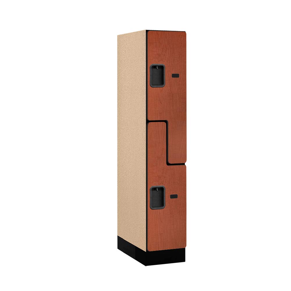 12 Wide Double Tier S Style Designer Wood Locker - 1 Wide - 5 Feet High - 21 Inches Deep - Cherry
