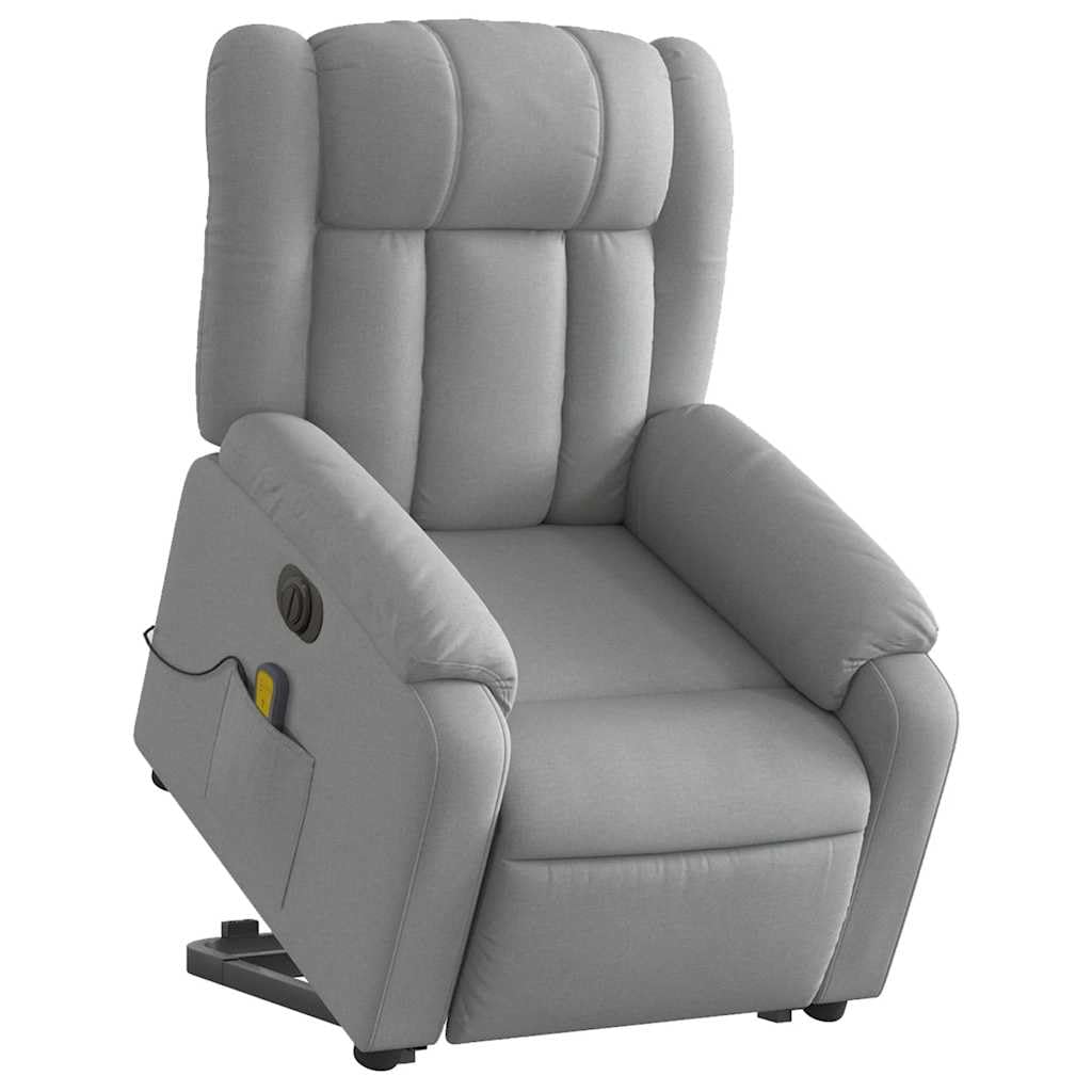 vidaXL Electric Stand up Massage Recliner Chair Light Gray Fabric