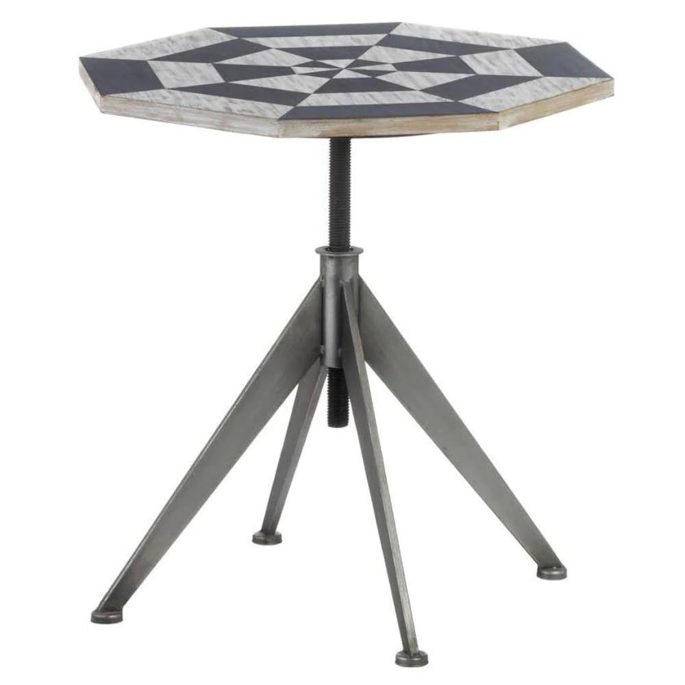 BLACK AND WHITE CHECKER SIDE TABLE