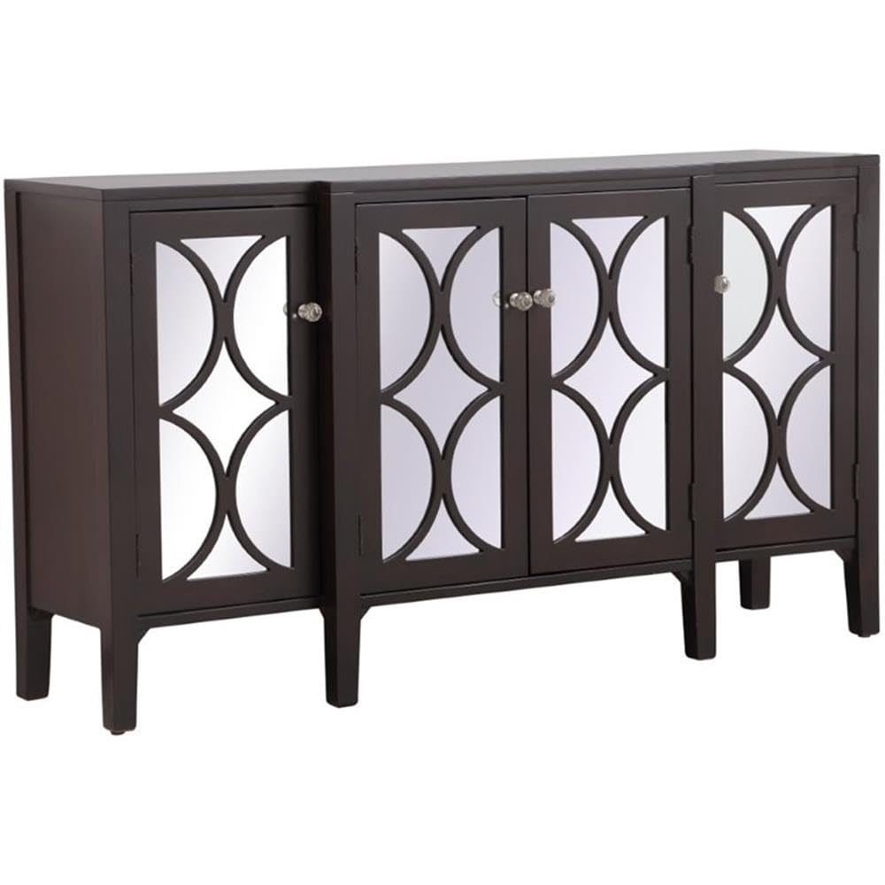 Elegant Decor Modern 4 Door 60' Accent Sideboard In Hand Painted Dark Walnut