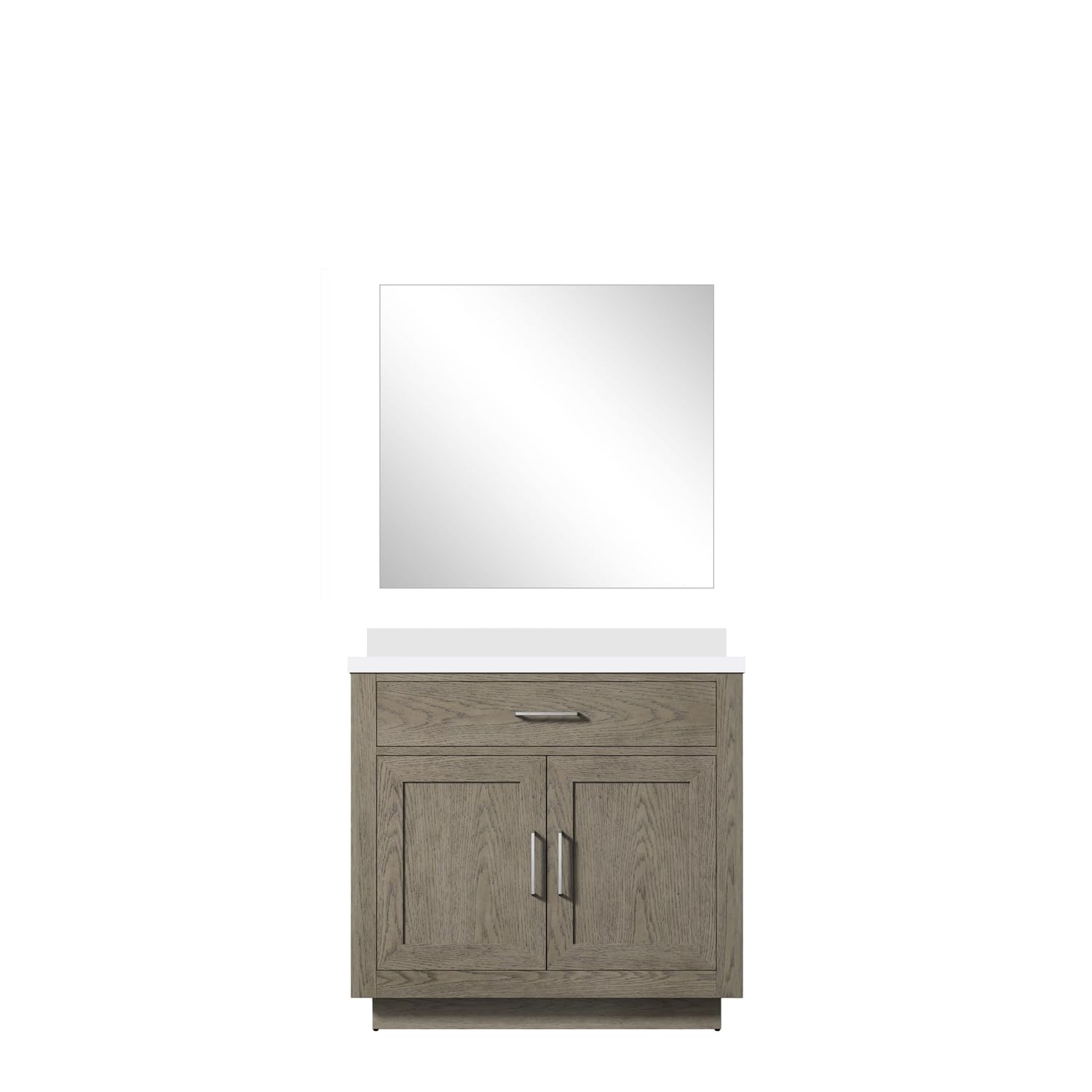 Abbey 36 in W x 22 in D Grey Oak Single Bath Vanity White Quartz Countertop and 34 in Mirror