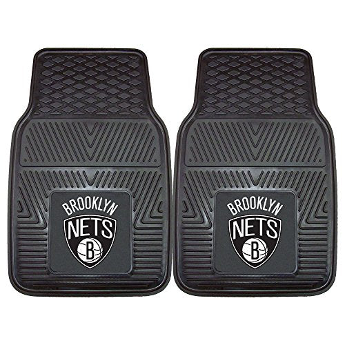 Fanmats 9342 Brooklyn Nets 2-Piece Heavy Duty Vinyl Car Mat Set, Front Row Floor Mats, All Weather Protection, Universal Fit, De