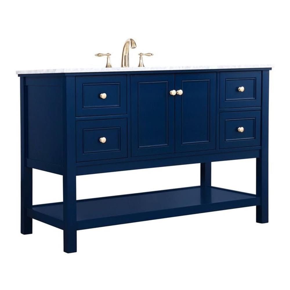 Elegant Decor Metropolis 48 Solid Wood And Metal Single Bathroom Vanity In Blue