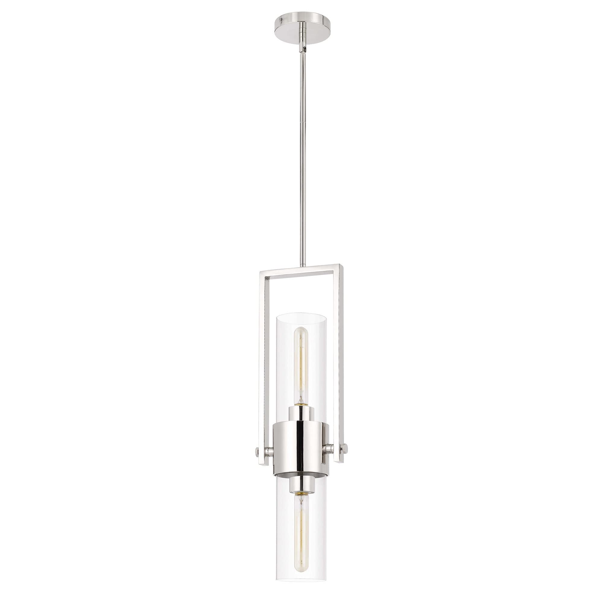 Pendant with Cylindrical Rotatable Glass Shade, Chrome