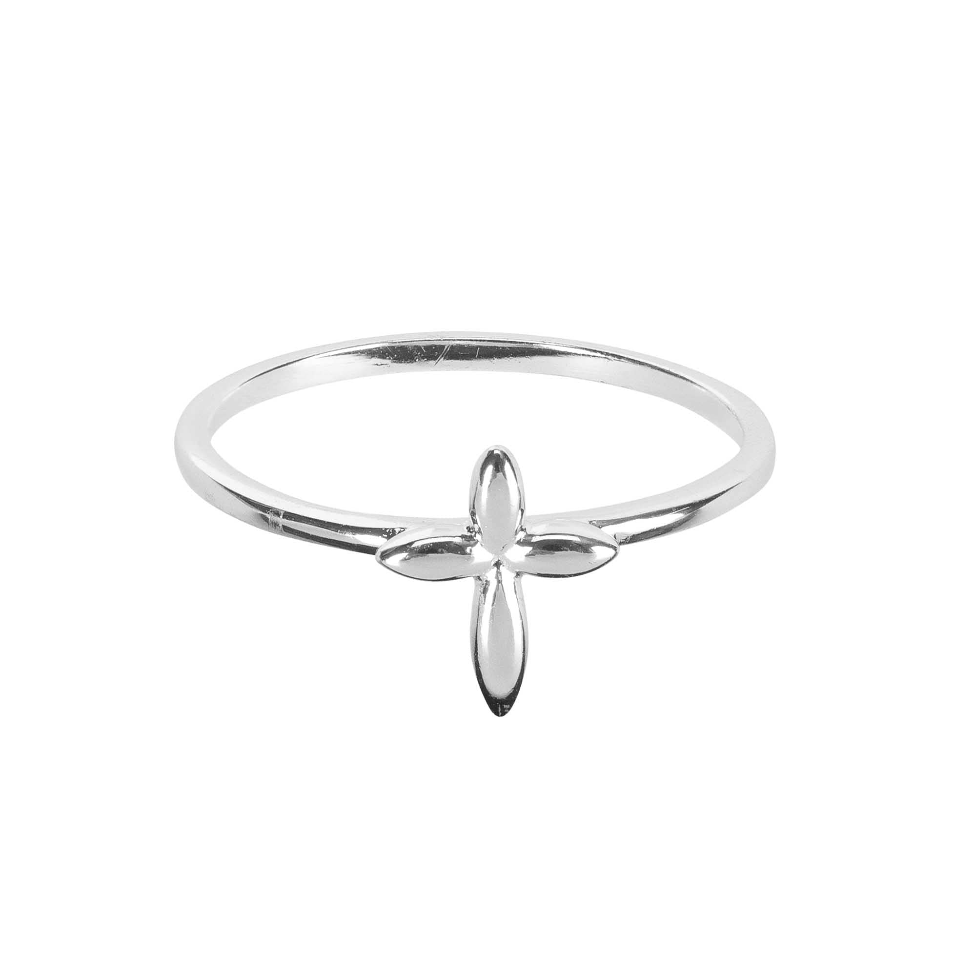 Ring Petal Cross Size 8 Silver