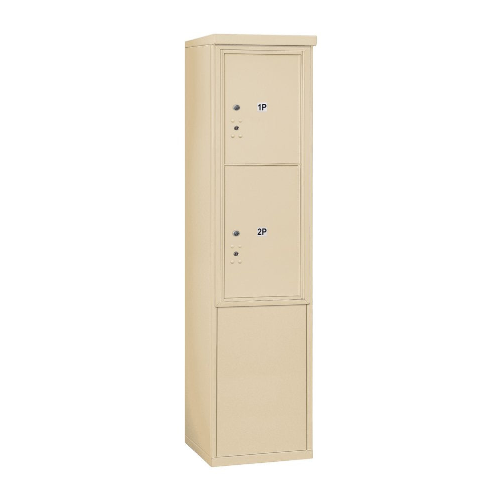 11 Door High Free-Standing 4C Horizontal Parcel Locker with 2 Parcel Lockers in Sandstone with Private Access
