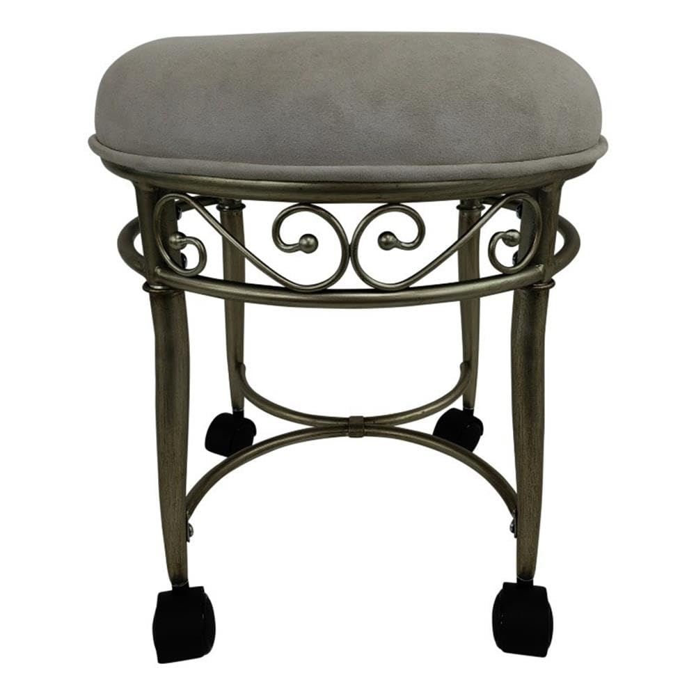 Victorian Vanity Stool - Silver