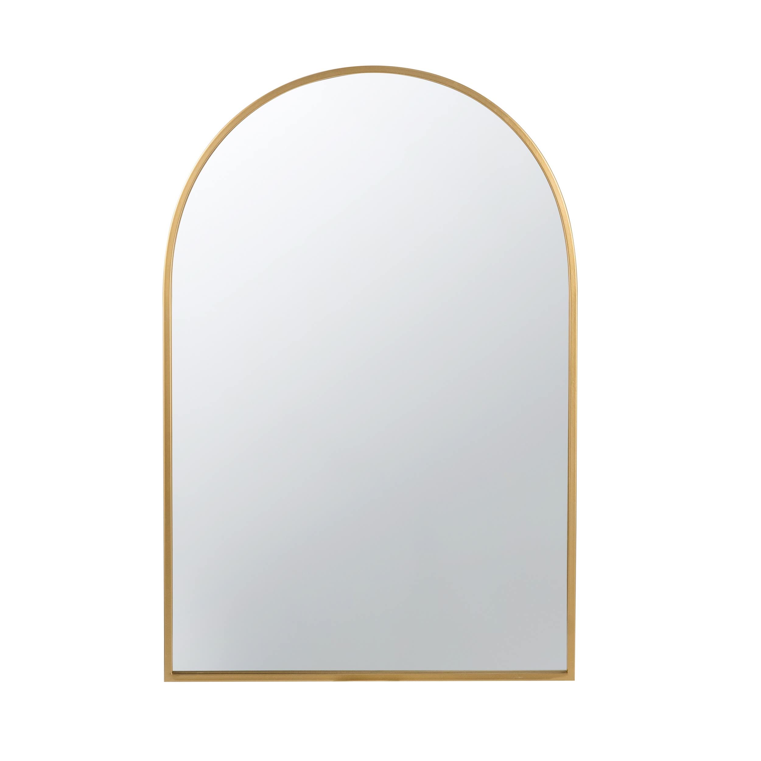 Cod 36 Inch Wall Mounted Mirror, Wide Arched Design Gold Metal Frame