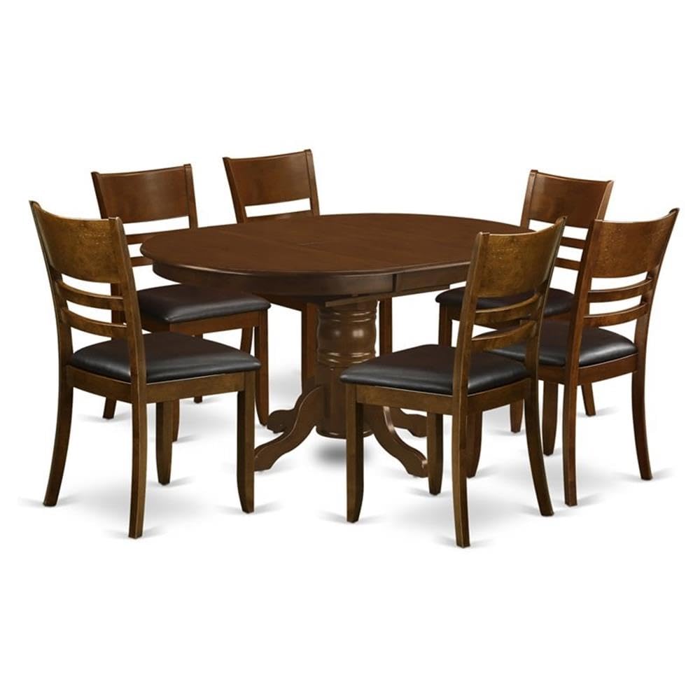 7  Pc  set  Kenley  with  a  Leaf  and  6Padded  Leather  Kitchen  Chairs  in  Espresso  .
