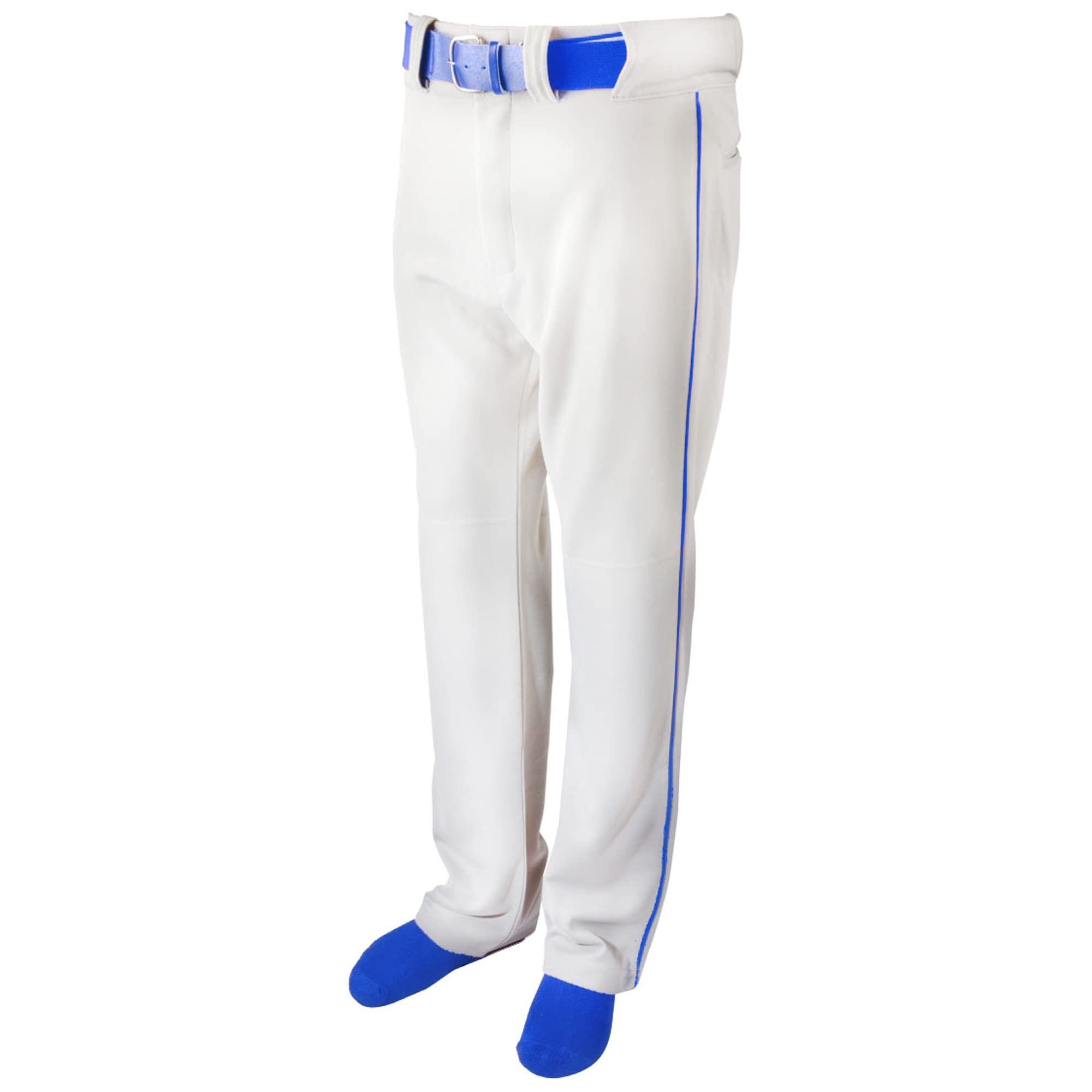 BASEBALL PANT W/ PIPING-WHITE/ROYAL-YXL