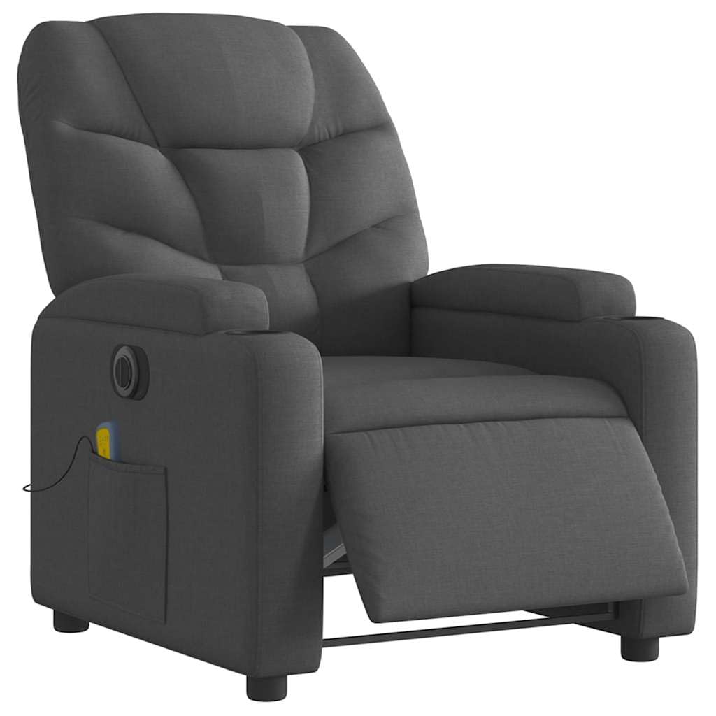 vidaXL Electric Massage Recliner Chair Dark Gray Fabric