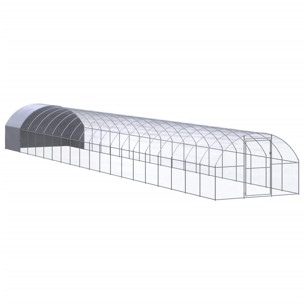vidaXL Outdoor Chicken Coop 9.8x65.6x6.6 Galvanized Steel