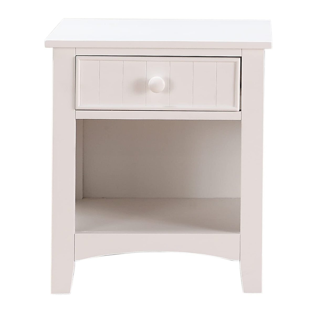 Benjara Wooden Night Stand With Open Bottom Shelf, White