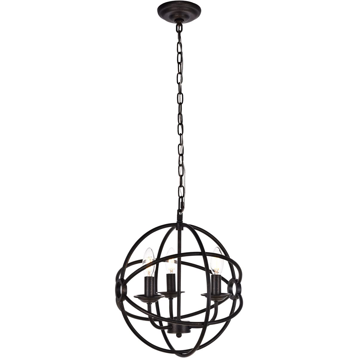 Elegant Lighting Octavia Collection 3 Light Pendant Lamp In Dark Brown Finish - 14D X 15H
