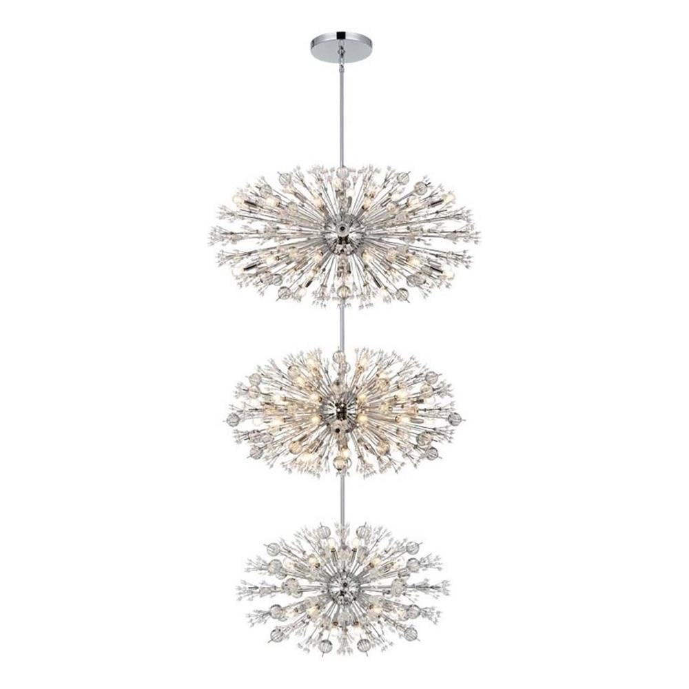 Elegant Lighting Vera 50' Modern Metal/Crystal Chandelier In Chrome/Clear
