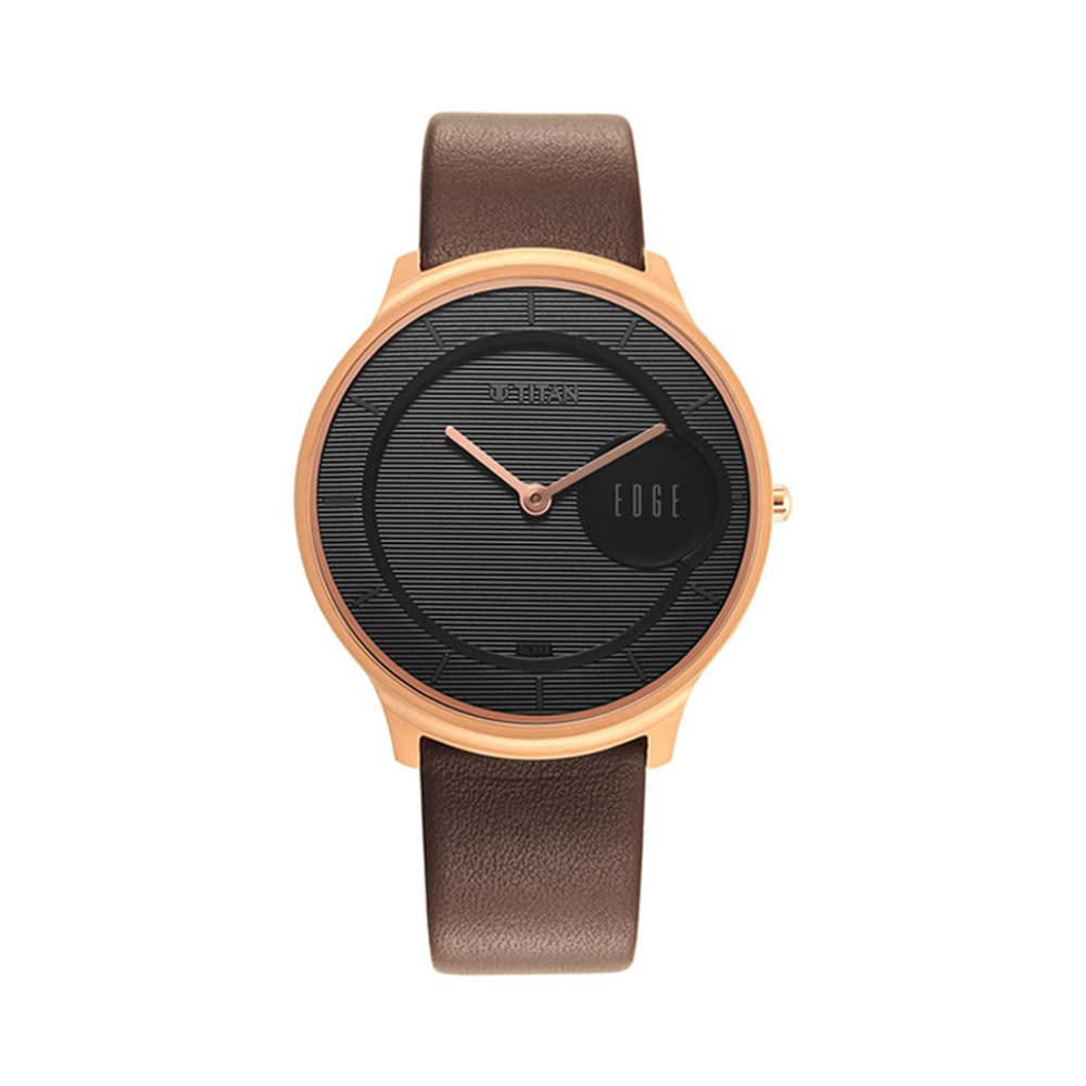 Titan Edge Baseline Quartz Analog Black Dial Brown Leather Strap Watch for Men - NT1843WL03