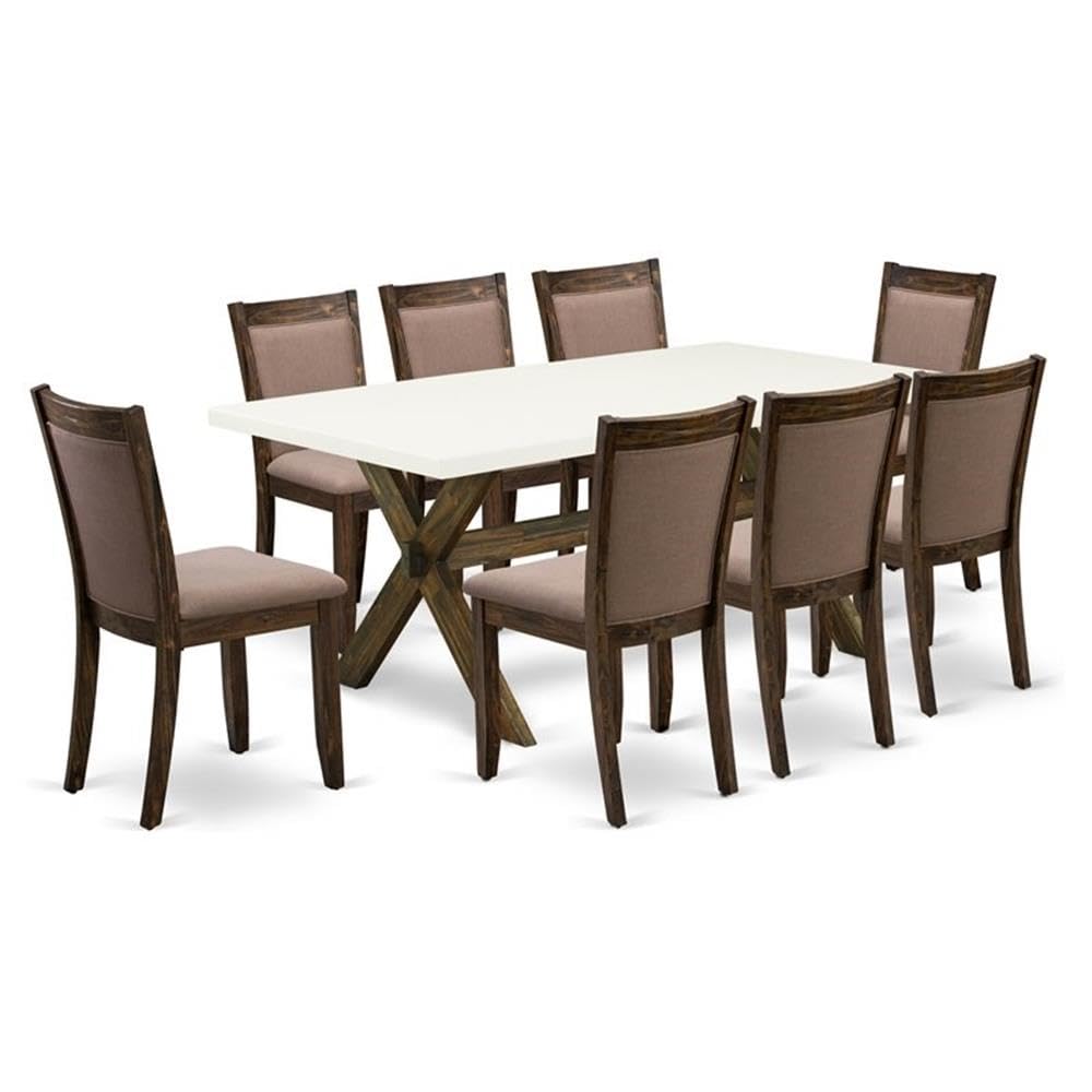X727MZ748-9 9Pc Dining Set - Rectangular Table and 8 Parson Chairs - Multi-Color Color