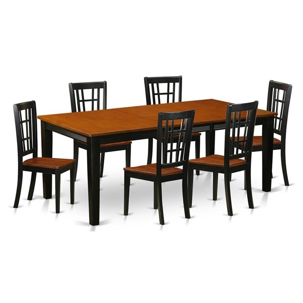 7  PC  Dining  set-Dining  Table  with  6  Wooden  Dining  Chairs