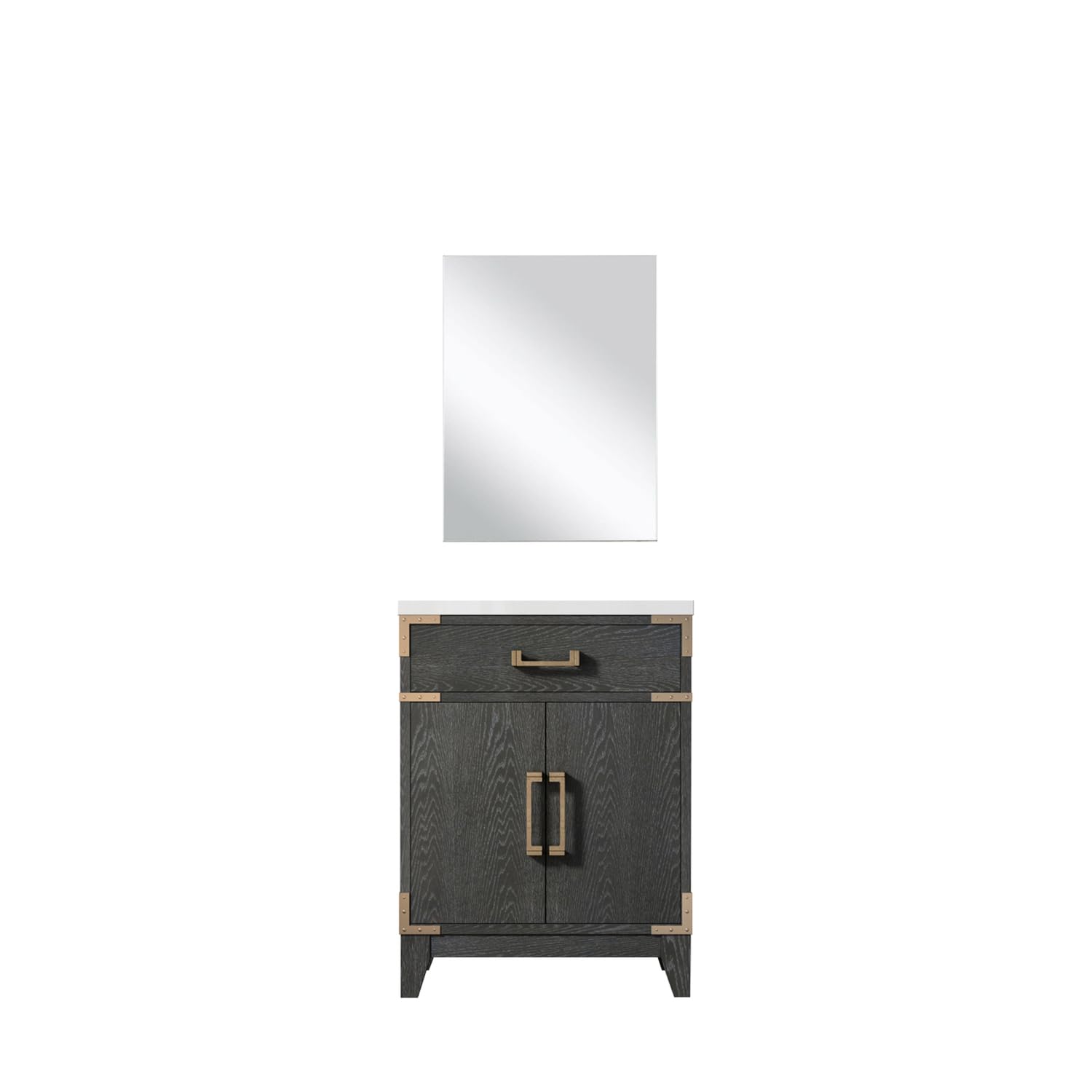 Black Oak Single Bath Vanity 24 in. W x 18 in. D, Acrylic Countertop and 18 in. Mirror