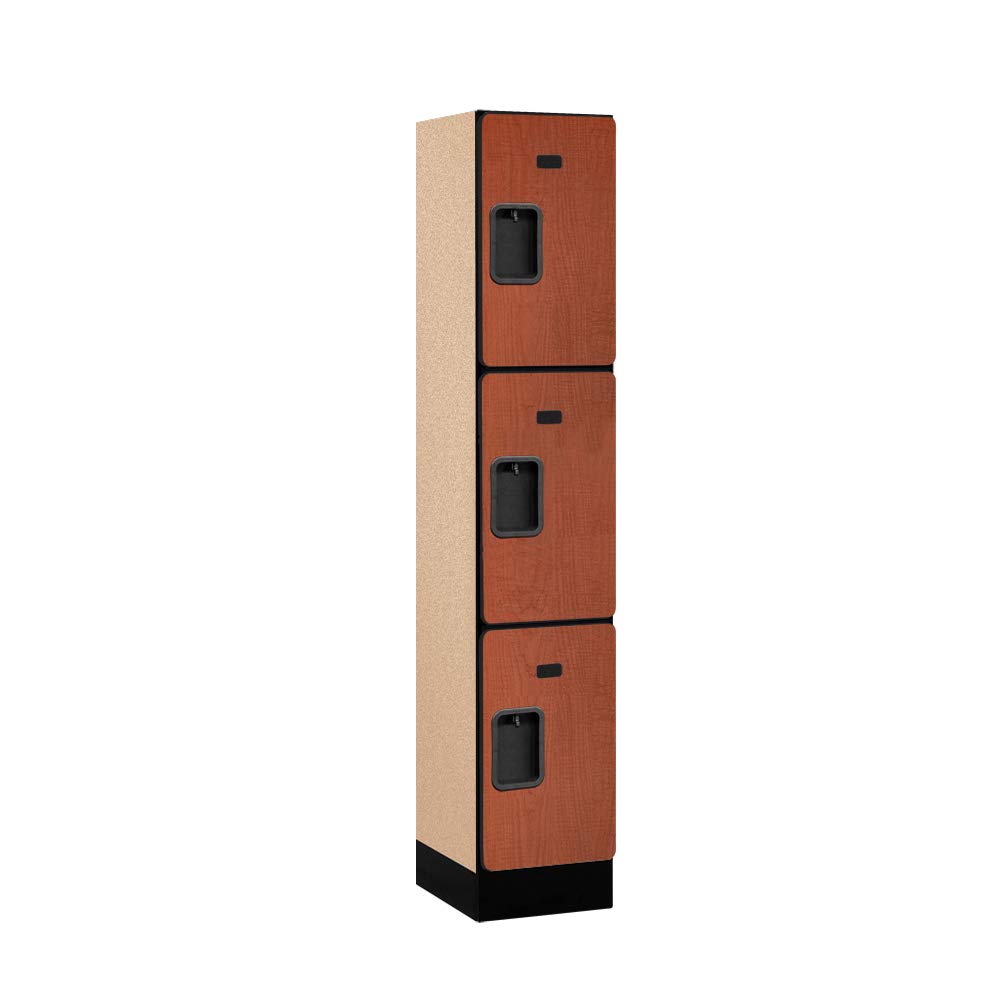 12 Wide Triple Tier Designer Wood Locker - 1 Wide - 5 Feet High - 15 Inches Deep - Black