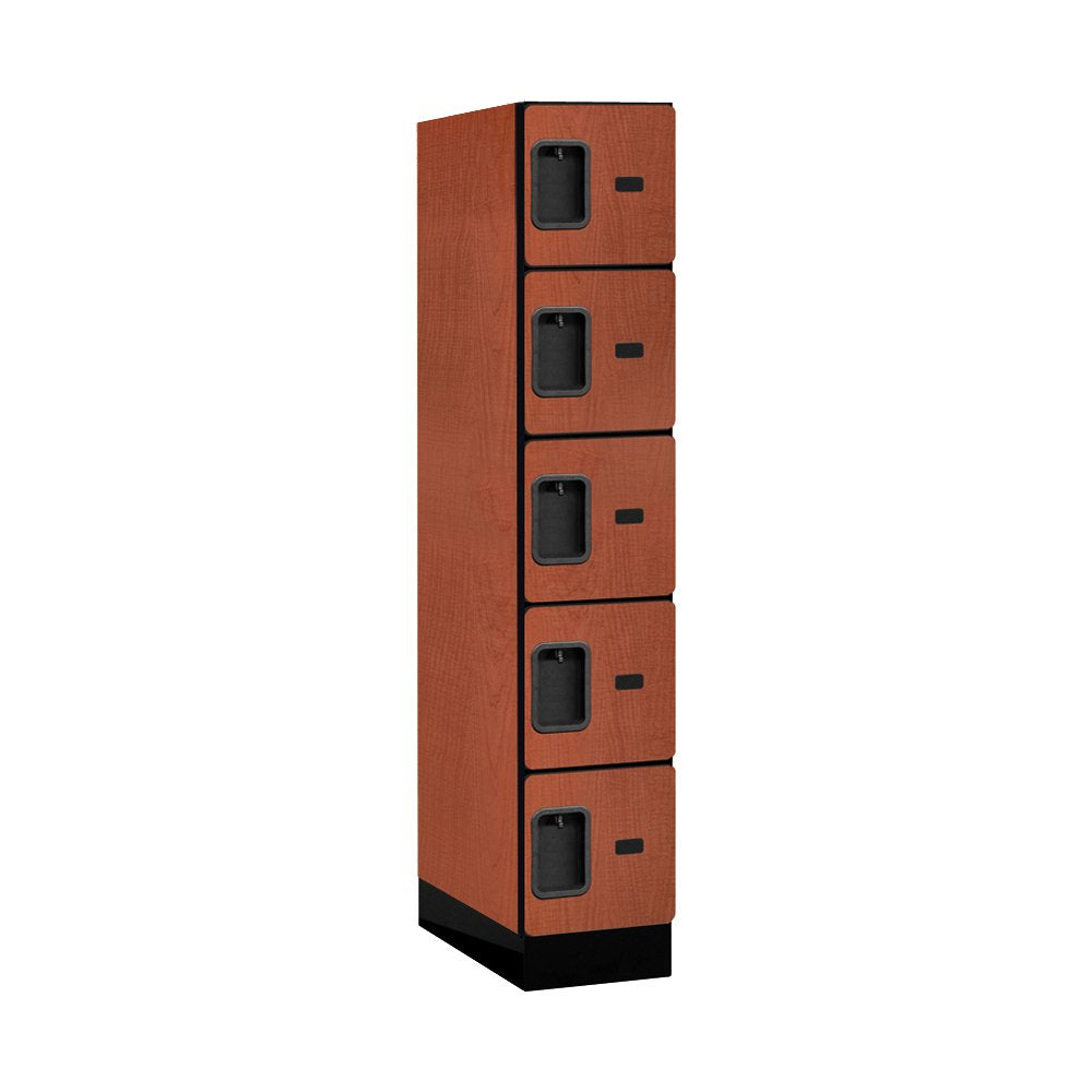 12 Wide Five Tier Box Style Designer Wood Locker - 1 Wide - 5 Feet High - 21 Inches Deep - Cherry