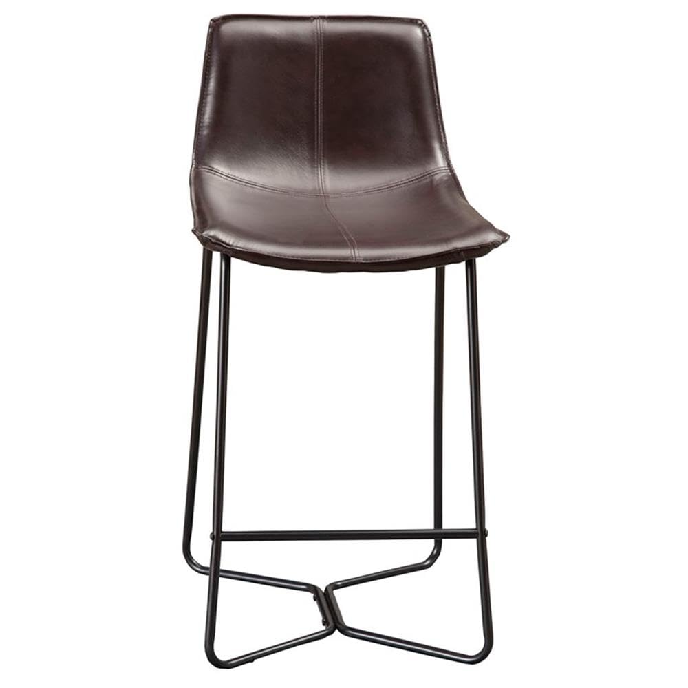 Live Edge Leather Pub Chairs, Dark Brown
