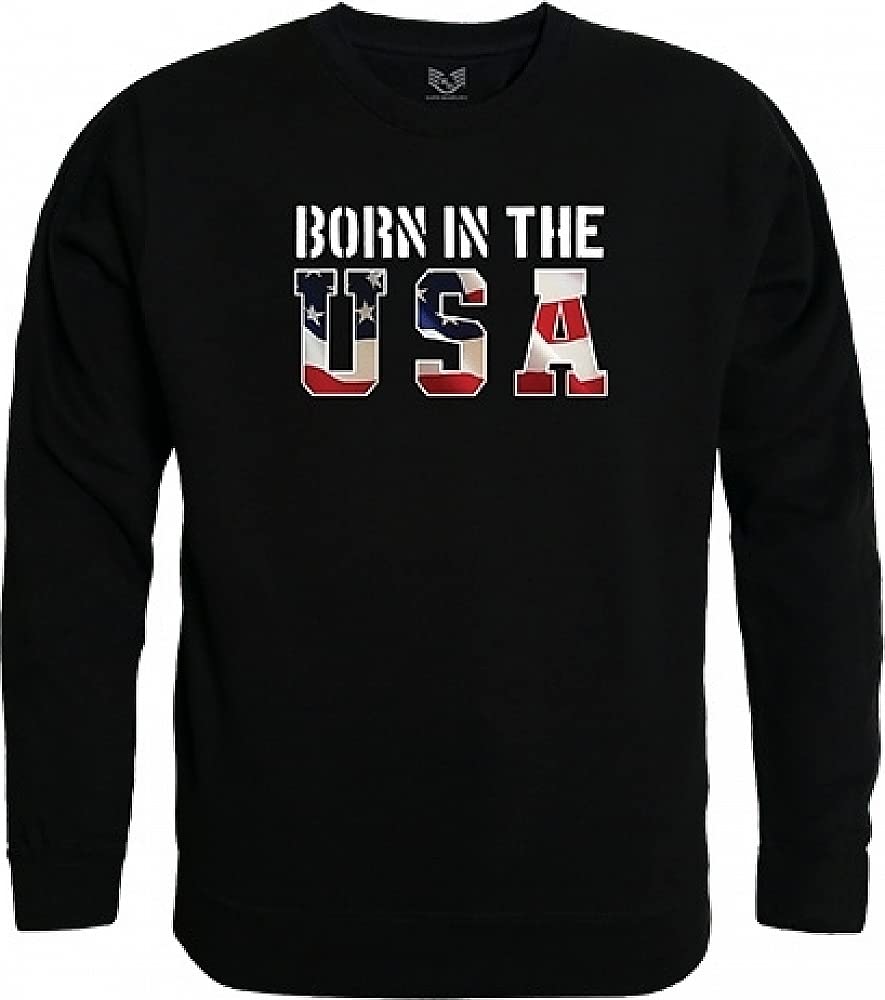 Graphic Crewneck, Born in the US, Black, L